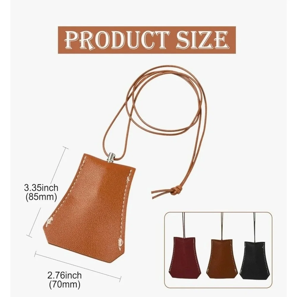 LiQunSweet 3pc Leather Car Key Case Pull-Out Neck‎ Hanging Protective Sleeve Set